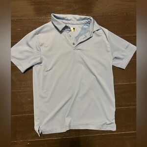 Collared golf shirt, YL, light blue and white stripes
